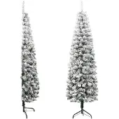 vidaXL Kunstkerstboom half met sneeuw smal 180 cm
