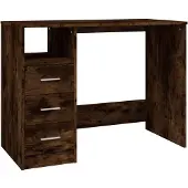 vidaXL Bureau met lades 102x50x76 cm bewerkt hout gerookt eikenkleurig