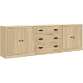 vidaXL Dressoirs 3 st bewerkt hout sonoma eiken