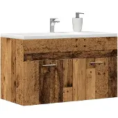 vidaXL Wastafelkast 90x38,5x46 cm bewerkt hout oud houtkleurig