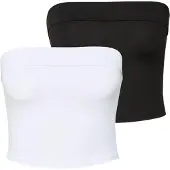 Urban Classics Top - Crop Top (2-pack) - XS tot XL - voor Vrouwen - zwart-wit | Maat XL