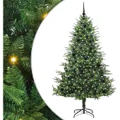 vidaXL Kunstmatige voorverlichte kerstboom met ballenset Groen 210 cm