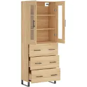 vidaXL Hoge kast 69,5x34x180 cm bewerkt hout sonoma eikenkleurig