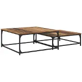 vidaXL Salontafel 2 st Oud Hout 80 x 80 x 35 cm Bewerkt hout