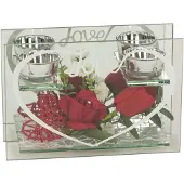 Robas Glazen decoratie met rode roos