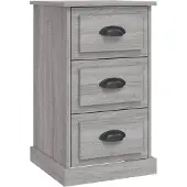 vidaXL Nachtkastje 39x39x67 cm bewerkt hout grijs sonoma eikenkleurig