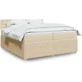 vidaXL Boxspring met matras stof crèmekleurig 200x200 cm