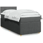 vidaXL Boxspringbed met matras, donkergrijs, 90x200 cm, gestoffeerd