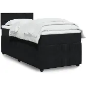vidaXL Boxspring met matras fluweel zwart 80x200 cm