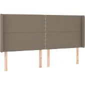 vidaXL Hoofdbord met randen 203x16x118/128 cm stof taupe