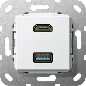 Gira Hdmi Usb 3.0 Type A Breakout Kabel Invoegstuk Puur Wit - 567903