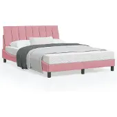 vidaXL Bedframe zonder matras "Hanko" fluweel roze 120x200 cm