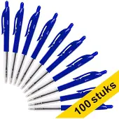 123inkt balpen met drukknop blauw voordeelpak (100 stuks)