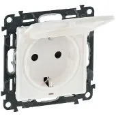 Legrand Valena Life geaarde stekkerdoos, met klapdeksel, EBS (aardlekschakelaar), kleur: ultrawit, 1 stuk.
