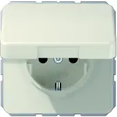 JUNG CD1520BFKL Wandcontactdoos met randaarde en klapdeksel Inzetstuk 1-voudig Crème-wit 1 stuk(s)