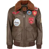 TOP GUN 20201007, leren jas ,donkerbruin ,S