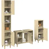 vidaXL 3-delige Badkamermeubelset bewerkt hout sonoma eikenkleurig