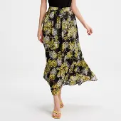 Smart & Joy Lange rok met lineaire print en ruches