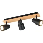 RL 3-lichts plafondlamp Pierre zwart met hout
