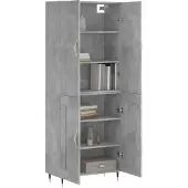 vidaXL Hoge kast 69,5x34x180 cm bewerkt hout betongrijs