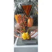 Robas Glasdecoratie met oranje tulpen en gelei lichtje