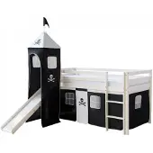 Homestyle4u Hoogslaper - 90x200 cm - wit - piraat - glijbaan