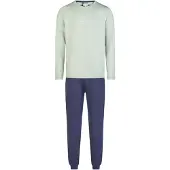 Phil&Co. Pyjama lang 'Weekend Collection' blauw / lichtgroen / wit