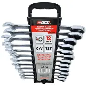 AWTOOLS Ringsleutelset met Ratel, 12-delig, 8-19 mm
