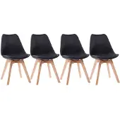Happy Garden Set van 4 zwarte NORA Scandinavische stoelen met kussen
