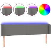 vidaXL Hoofdbord LED 183x16x78/88 cm stof donkergrijs