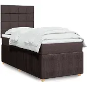 vidaXL Boxspring met matras stof donkerbruin 90x190 cm