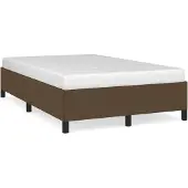 vidaXL Bedframe zonder matras 120x190 cm stof donkerbruin