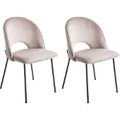 Beliani COVELO - Eetkamerstoel set van 2 - Taupe - Fluweel
