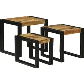 vidaXL Nesttafel 3 st Bruin en Zwart 50 x 40 x 45 cm