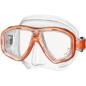 Tusa Freedom Ceos – Duikmasker met twee lenzen, comfortabele pasvorm dicht op het gezicht, Freedom Technology voor comfort en prestaties, hypoallergeen silicone – Transparant/Oranje – M-212 EO