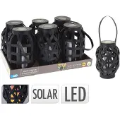Home Styling Collection Solar lantaarn Rotan zwart LED