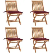 vidaXL Tuinstoelen 4 st inklapbaar met kussens massief teakhout