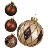 Kaemingk Glazen Kerstballen Bruin & Goud - 12 stuks, 8 cm