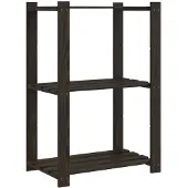 vidaXL Opbergrek 3-laags 60x38x90 cm massief grenenhout zwart