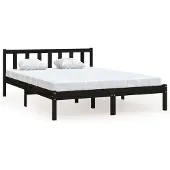 vidaXL Bedframe massief grenenhout zwart 135x190 cm