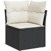 vidaXL 5-delige Loungeset met kussens poly rattan zwart