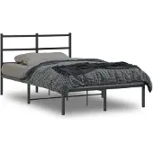 vidaXL Bedframe met hoofdbord metaal zwart 120x190 cm