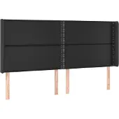 vidaXL Hoofdbord met randen 183x16x118/128 cm kunstleer zwart