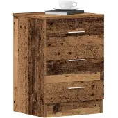 vidaXL Nachtkastje 38x35x55 cm bewerkt hout oud houtkleurig
