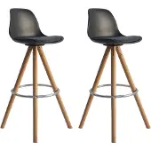 Happy Garden Set van 2 zwarte TOBIAS Scandinavische krukjes met kussen