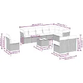 vidaXL 11-delige Loungeset met kussens poly rattan zwart