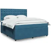 vidaXL Boxspring met matras fluweel donkerblauw 180x200 cm