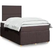 vidaXL Boxspring met matras stof donkerbruin 120x190 cm