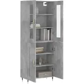 vidaXL Hoge kast 69,5x34x180 cm bewerkt hout betongrijs