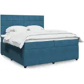 vidaXL Boxspringbed met matras, donkerblauw, 200x200 cm, fluweel